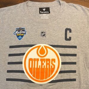 Fanatics Gray and Orange Edmonton Oilers Tee